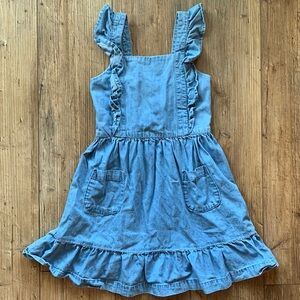 Hanna Andersson Jean Flutter strap dress, size 6-7, adjustable straps